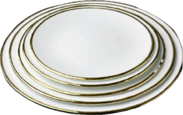 PIATTO INCRESPATO TONDO BIANCO MAT 5mm FILO ORO