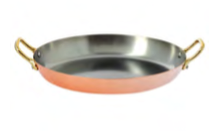 TEGAME OVALE CON 2 MANIGLIE INOCUIVRE RAME VIP MANICATURA OTTONE , Ø 36 x 26,2 x H 4,5 cm , confezione da 1 pz.
