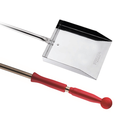Pala braci in acciaio inox con pomolo rosso, manico 150 cm, 239006