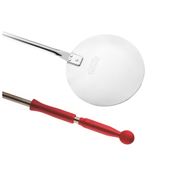 Palettino pizza liscio con pomolo rosso, manico 150 cm, diam. 20 cm, 236016