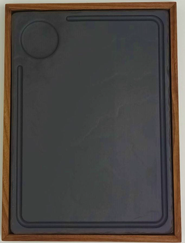 Porta pietra rettangolare in Acacia Evaporata Oliata, dimensioni mm 395x305x26 PER PIETRA MISURA  33x24