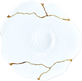 COPPA ROTTA 25CM BIANCO LUCIDO KINTSUGI ORO FUCIBNMJU