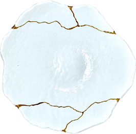 COPPA ROTTA 25CM BIANCO LUCIDO KINTSUGI ORO