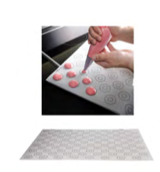PASTICCERIA FOGLIO SILICONE con 88 cerchi disegnati per la cottura di AMARETTI ø 35 mm , 60 x 40 cm , sp 0,8 mm , confezione 1 pz .