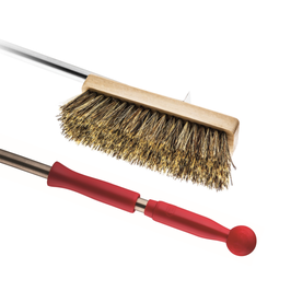 Spazzolone orientabile rettangolare con setole naturali e pomolo rosso, manico 150 cm, 237016