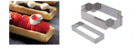 PASTICCERIA INOX FORME RETTANGOLO per TARTELLETTE,  11,5 x 4 x H 1,7 cm , confezione 1 pz .