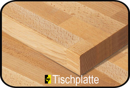 Tischplatte | Keilgezinkt, Buche Parkett massiv | A-Ware lackiert