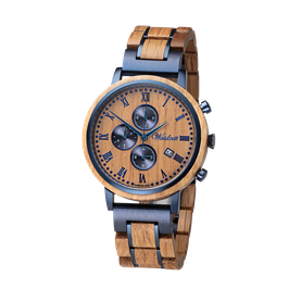RUMUHR Herren Chronograph mit Holzband
