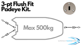 Flush Fit Padeye 3-pt Tie Down Kit for Jetski's and Tenders (500kg)