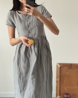 Women's linen MUMMY dress, short sleeve (VORBESTELLUNG)