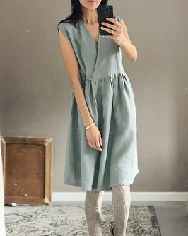 NEU! WOMEN'S LINEN WRAP DRESS sleeveless (VORBESTELLUNG)