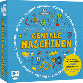 Das XXL-Entdecker-Set – Geniale Maschinen – Mit 10 Modellen zum Selberbauen, Sachbuch, Experimenten und cooler Robotertechnik