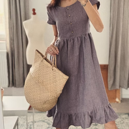 NEW! VORBESTELLUNG:Women's linen LUCY dress, short sleeve