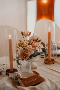 3er Set - LED Stabkerzen Apricot