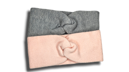 Stirnband pink grau Stickerei