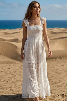 Vestido blanco de encaje "Orzola" - 378C