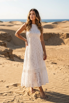 Vestido blanco de encaje "Arrieta" - 377C