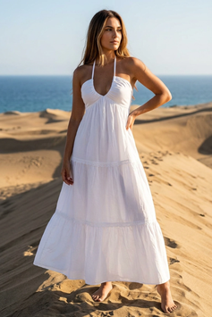Vestido largo blanco "Tahiche" - 376CV