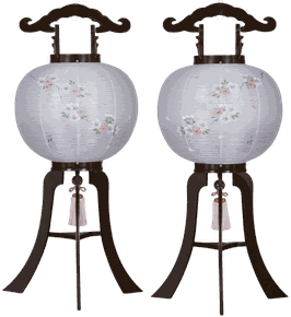 盆提灯 行灯 Ｐワイン 枝垂れ桜 絹二重絵 対柄 11号（APW172W）