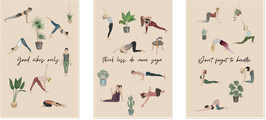 3 Cartes de Yoga illustrées