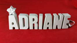 Beton, Steinguss Buchstaben 3D Deko Stern Namen ADRIANE als Geschenk verpackt!