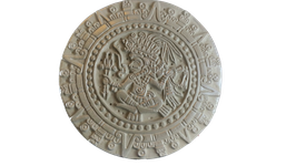 Beton, Steinguss Relief Maya Kalender Silber patiniert