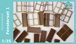 GERO Lasercut "Fensterset 1" 1:35 - 8 Fenster + 16 Fensterläden
