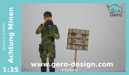GERO Lasercut "Achtung Minen" 1:35 - 4 Schilder - 20 teilig