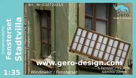 GERO Lasercut "Fensterset Stadtvilla" 1:35 - 5 Fenster inkl. Rahmen