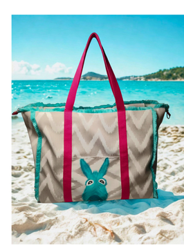 Strandtasche ESEL mallorquinisches Muster handbemalt