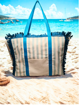Strandtasche STREIFEN mit handgemalten Bild nach Wahl