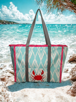 Strandtasche KRABBE mallorquinisches Muster handbemalt
