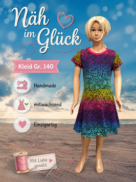 Kleid Gr. 140 kurzarm  bunt