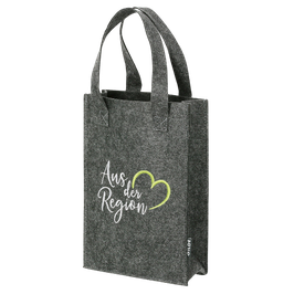 Filztasche "aus der Region" mit grünem Herz