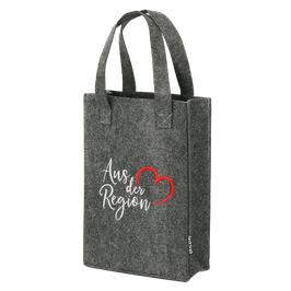 Filztasche "aus der Region" mit rotem Herz