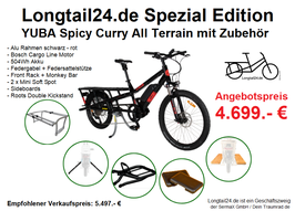 YUBA Spicy Curry All Terrain Longtail24.de Edition mit Zubehör