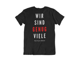 Herrenshirt schwarz „Wir sind genug viele“ - mit Österreich ist Frei Logo am Ärmel