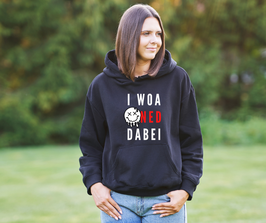 Damenhoody schwarz „ned dabei“ - mit Österreich ist Frei Logo auf Kapuze