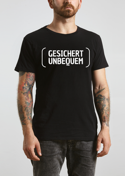 Herrenshirt schwarz „gesichert unbequem“ - mit Österreich ist Frei Logo am Ärmel
