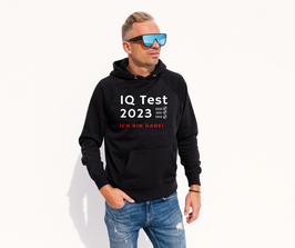 Herrenhoody schwarz  „IQ-Test 2023“ - mit Österreich ist Frei Logo auf Kapuze