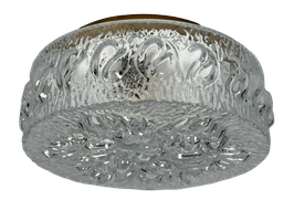60er 70er Jahre Deckenlampe Plafoniere Flush Mount Glas Metall Space Age Design