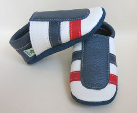Babysportschuhe in weiß mit Streifen in rot & blau