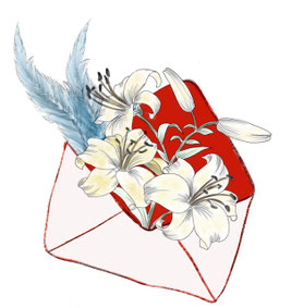 Briefumschlag mit Blumen gefüllt, Jungo-Grafik