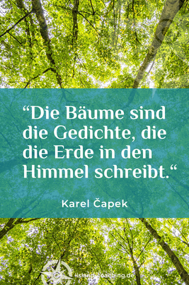 Zitat und Portrait von Karel Čapek – tschechischer Schriftsteller – über Bäume als Gedichte