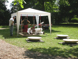 an installation showing an archeological excavation 500 years in the future