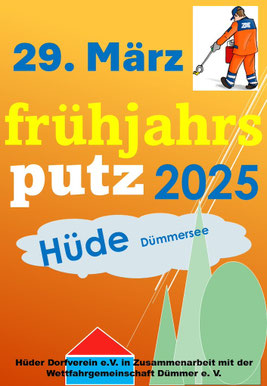 Plakat zur Frühjahrsputzaktion in Hüde am 29.3.2025