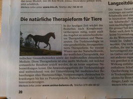 Anima-Balance | Tiertherapie Praxis für Pferde, Hunde & Katzen | Tierakupunktur, Tierkinesiologie, Komplementärmedizin, Blutegel | Tierwelt 03/2014