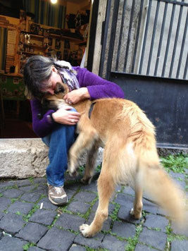 Carla and Pio in front of Animalibera in Pescasseroli