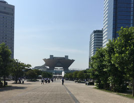 真ん中に小さく見えるのが会場の東京ビッグサイト