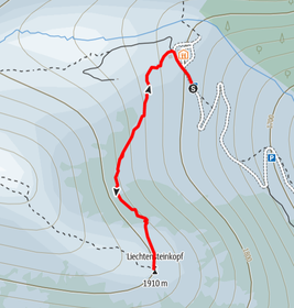 Route von der Aualm auf den Lichtensteinkopf